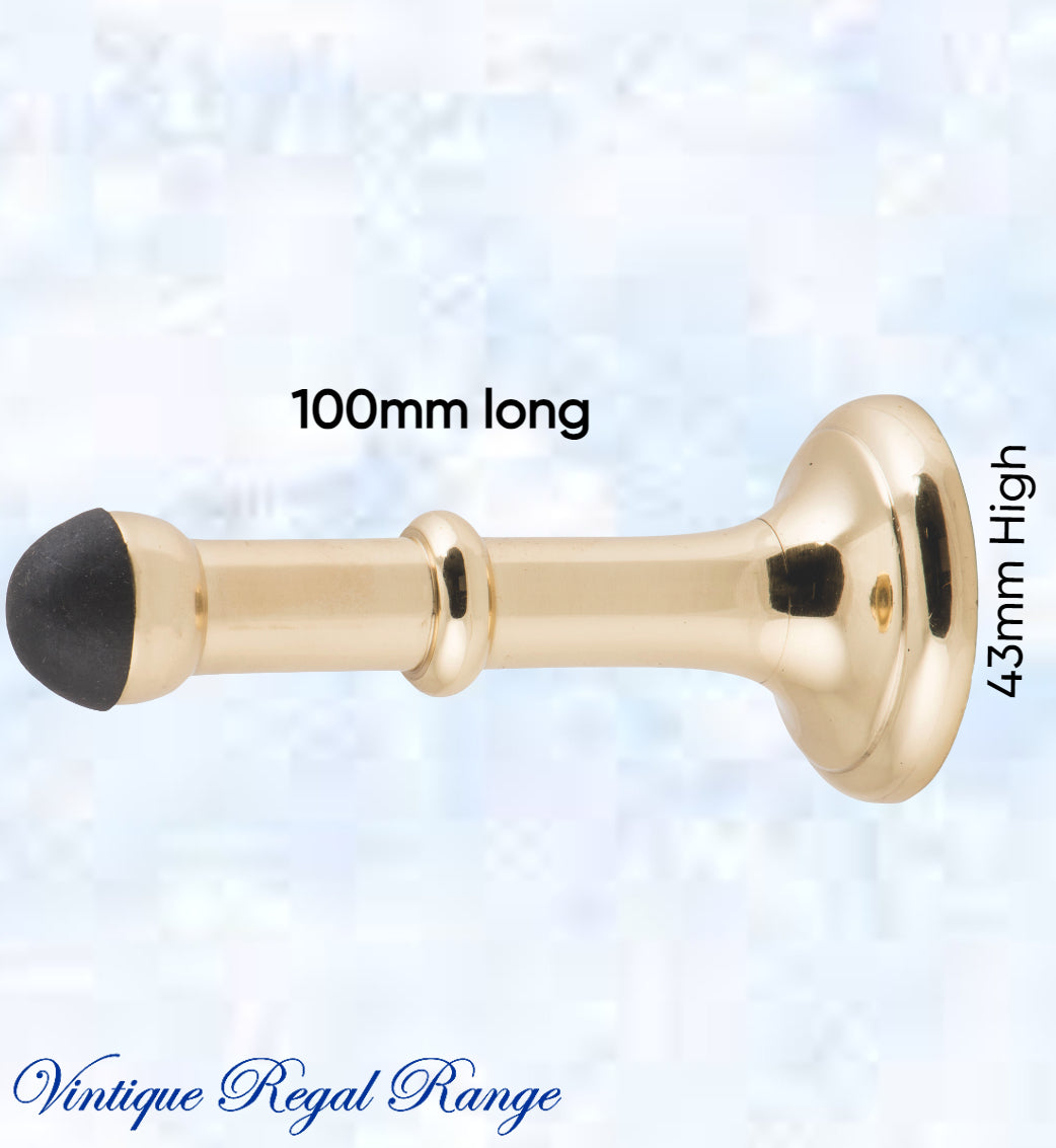 Polished Brass Classic rubber door stop 100mm Long