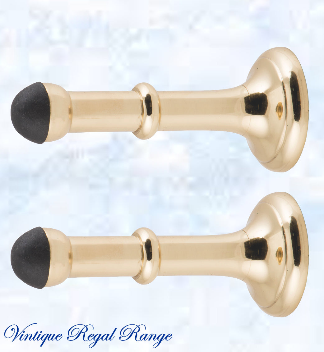 Polished Brass Classic rubber door stop 100mm Long