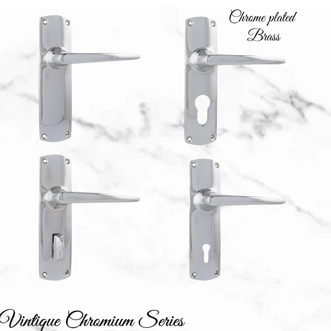 Chrome Plated PERIOD Door lever set latch-Vintique Concepts