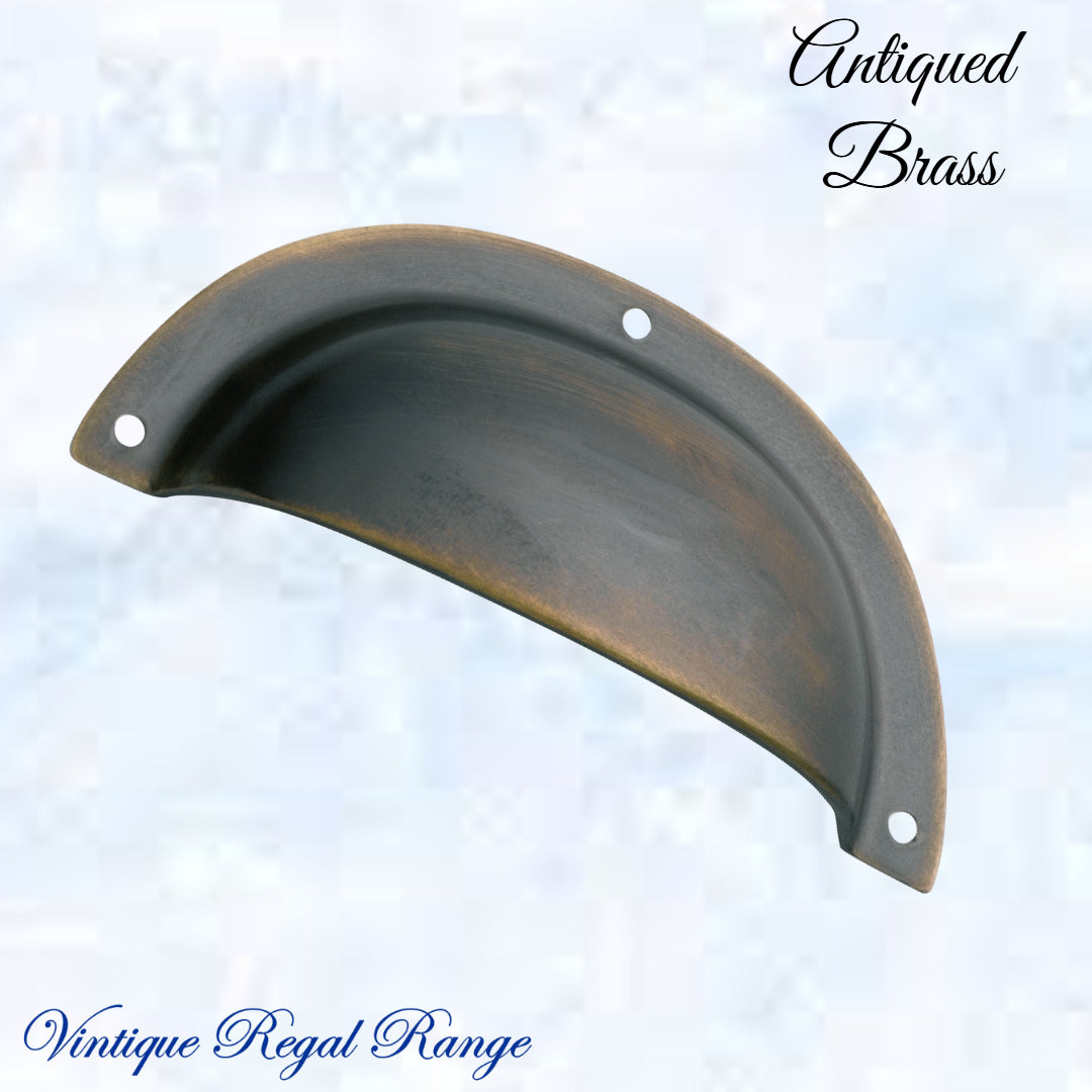 Regal Antiqued Brass Classico smooth Cup Drawer pull-Vintique Concepts