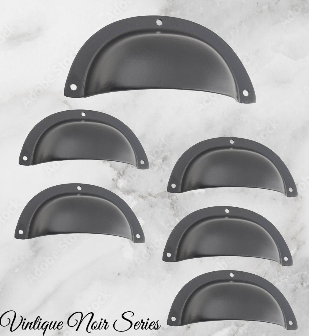 Noir series Matt Black Classico smooth Cup Drawer pull-Vintique Concepts