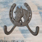 Cast Iron Hook - Cast Iron Horse & Horseshoe Double Prong Coathook