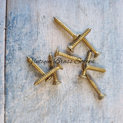 Domed slot head Solid Brass wood screws 19mm 5 gauge (pkt 10)-Vintique Concepts