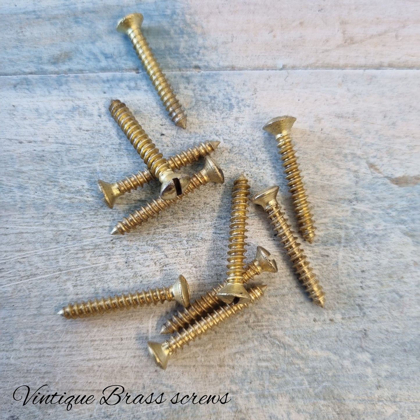 Domed slot head Solid Brass wood screws 25mm 6 gauge (pkt 10)-Vintique Concepts