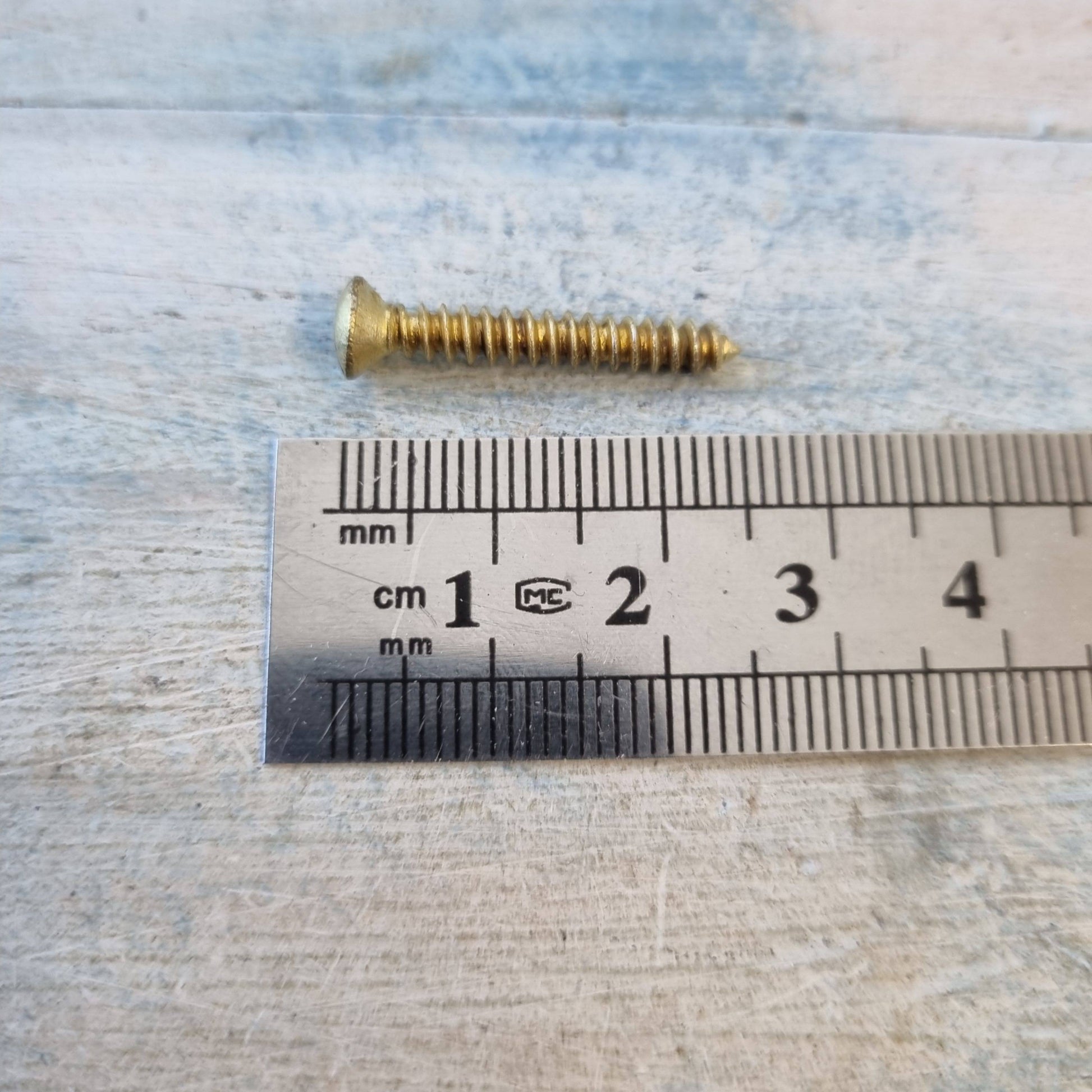 Domed slot head Solid Brass wood screws 25mm 6 gauge (pkt 10)-Vintique Concepts