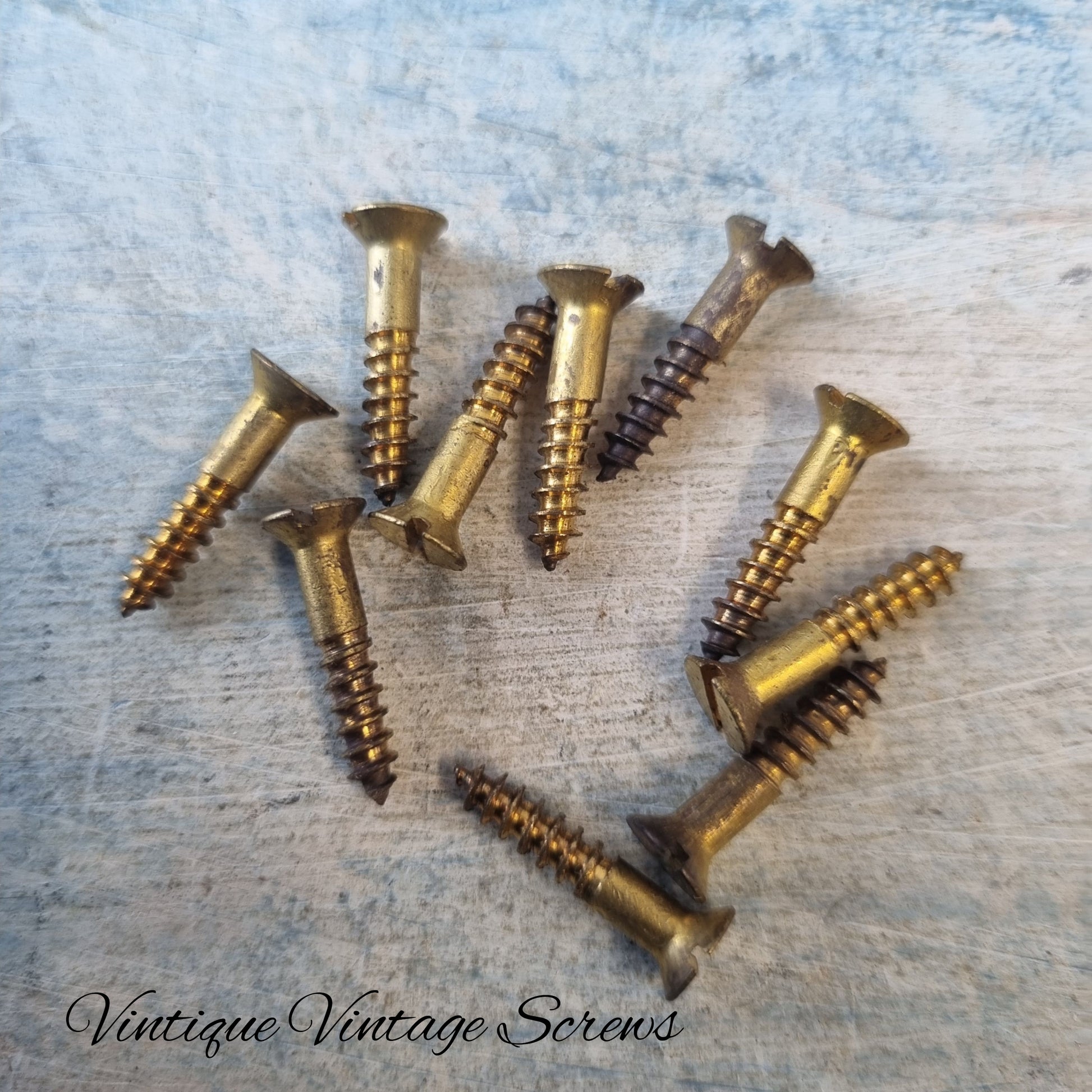 Antique Solid Brass wood screws 3/4''(19.05mm) 6 gauge (pkt20)-Vintique Concepts