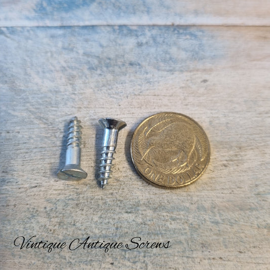 Hardware - Antique Chrome Plated Zinc Wood Screws 3/4''(19.05mm) 8 Gauge (pkt20)