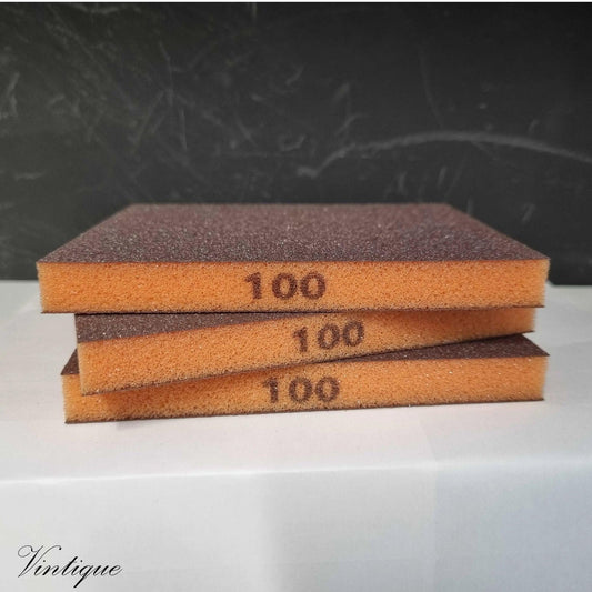 Abrasive Flexible Foam sanding Sponge pad-2 sided 100g 3 Pack-Vintique Concepts