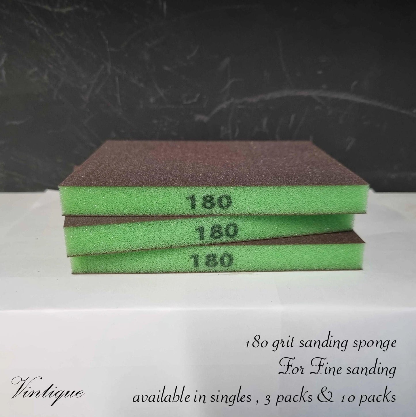 Abrasive Flexible Foam sanding Sponge pad-2 sided 180g 3 Pack-Vintique Concepts