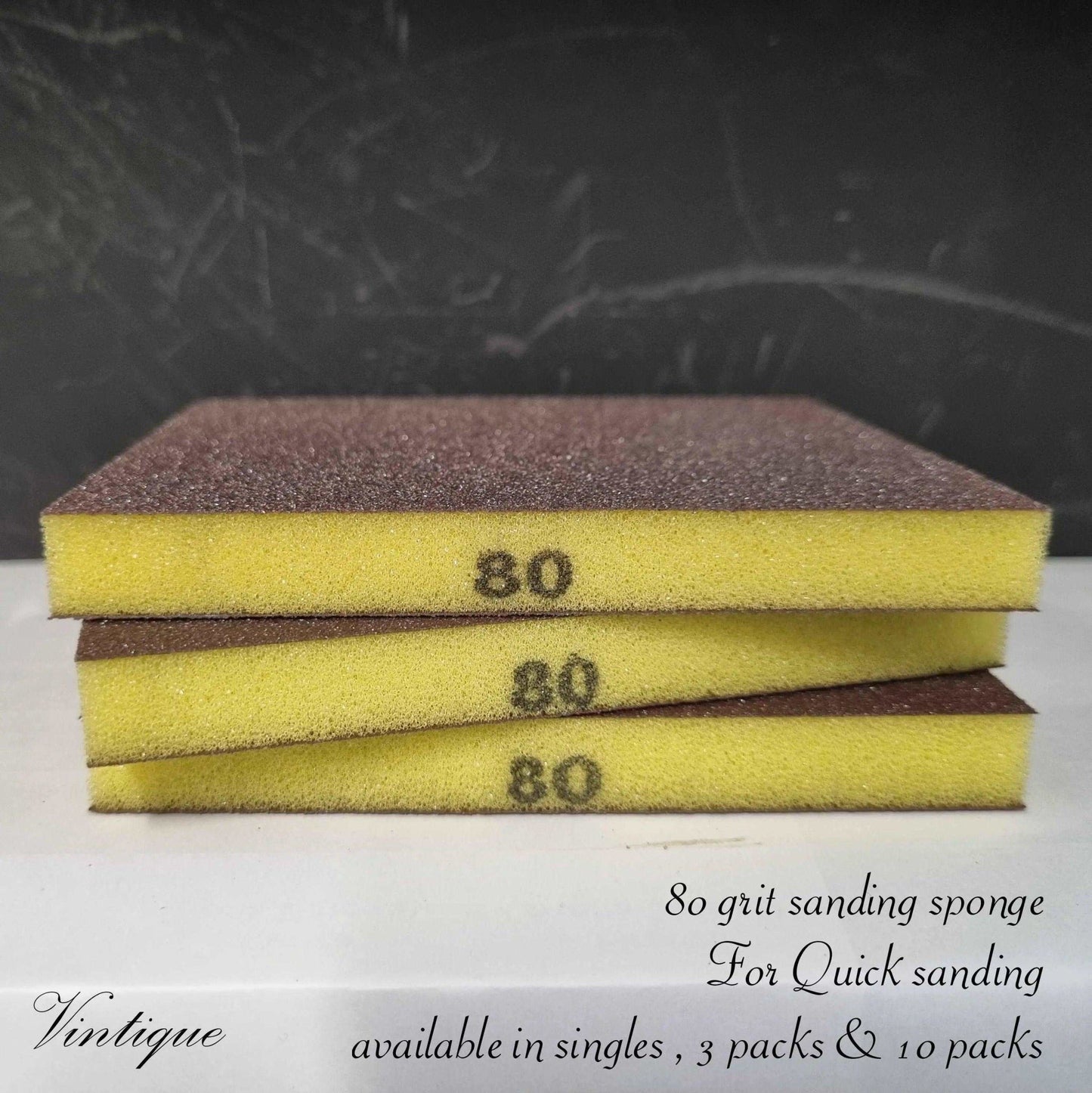 Abrasive Flexible Foam sanding Sponge pad-2 sided 80g 3 Pack-Vintique Concepts