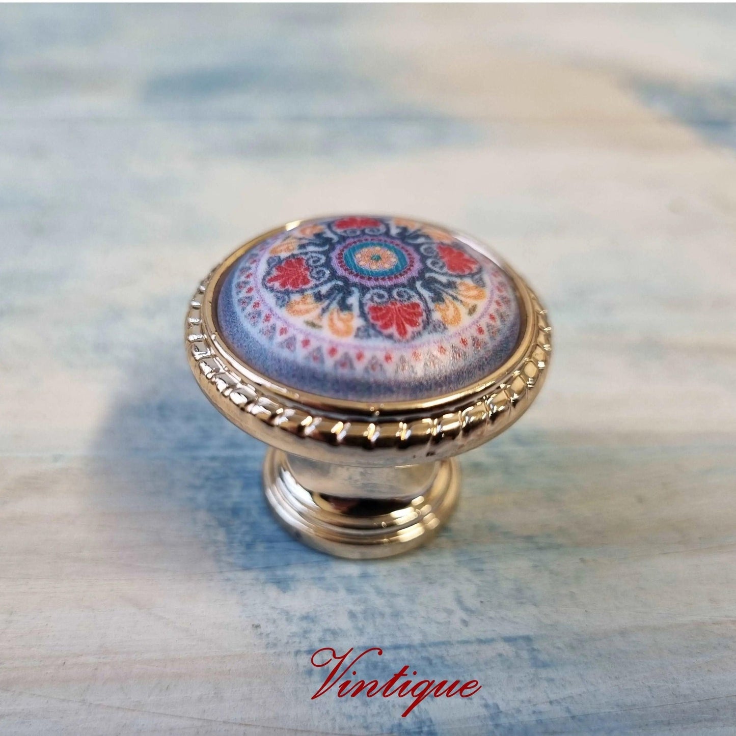 Acrylic Paisley design furniture dresser knob 33mm-Vintique Concepts