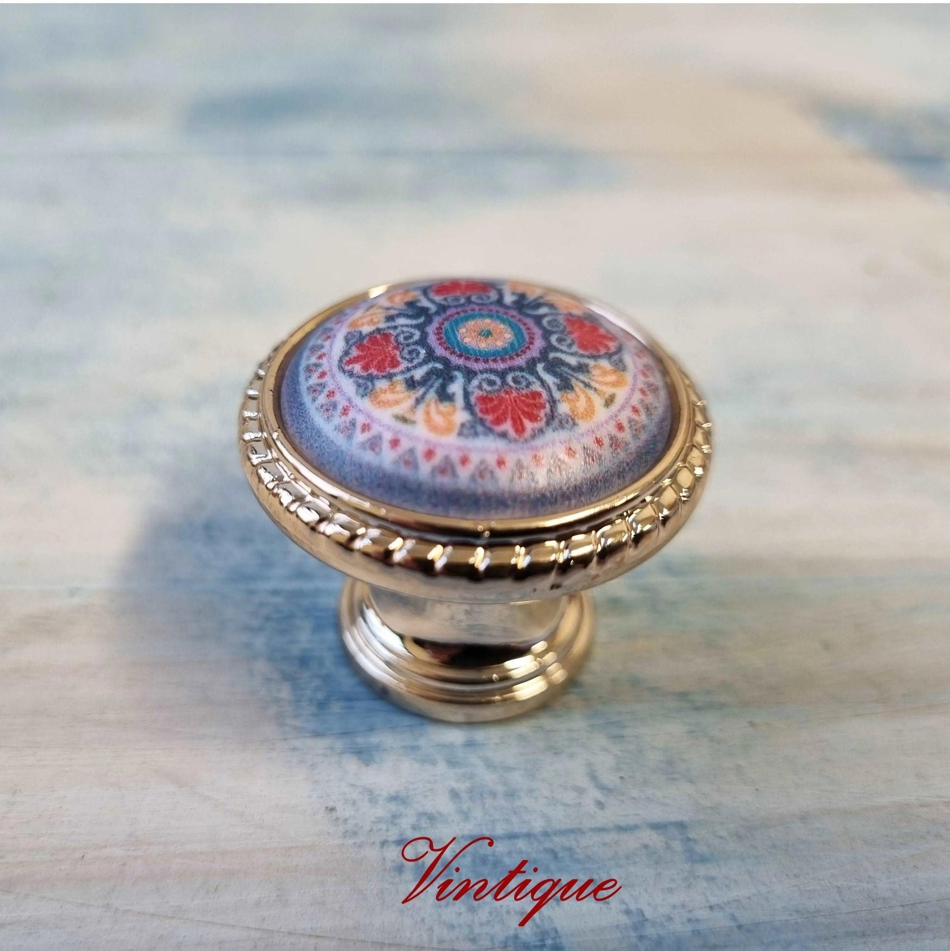 Acrylic Paisley design furniture dresser knob 33mm-Vintique Concepts