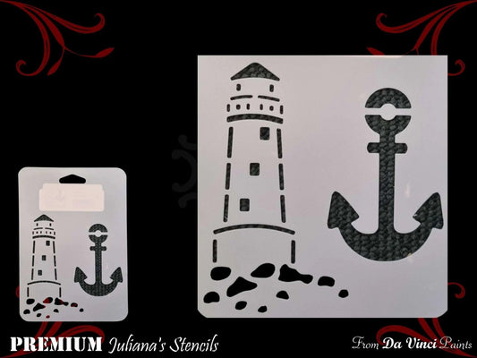 ANCHOR & LIGHTHOUSE Childrens Furniture Paint Stencil 127mm x 180mm-Vintique Concepts