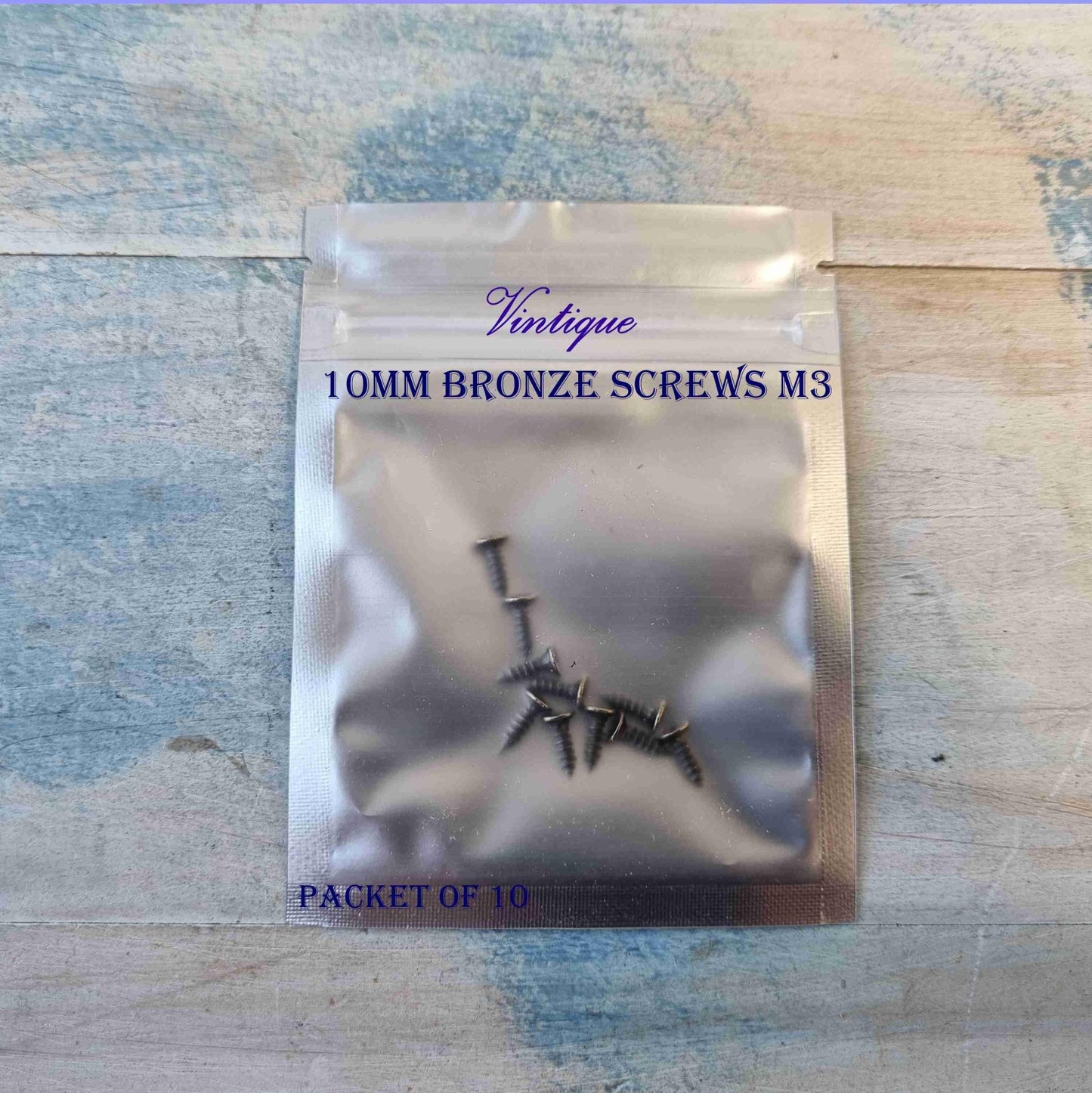 Anodised Bronze wood screws 10mm (packet of 10)-Vintique Concepts