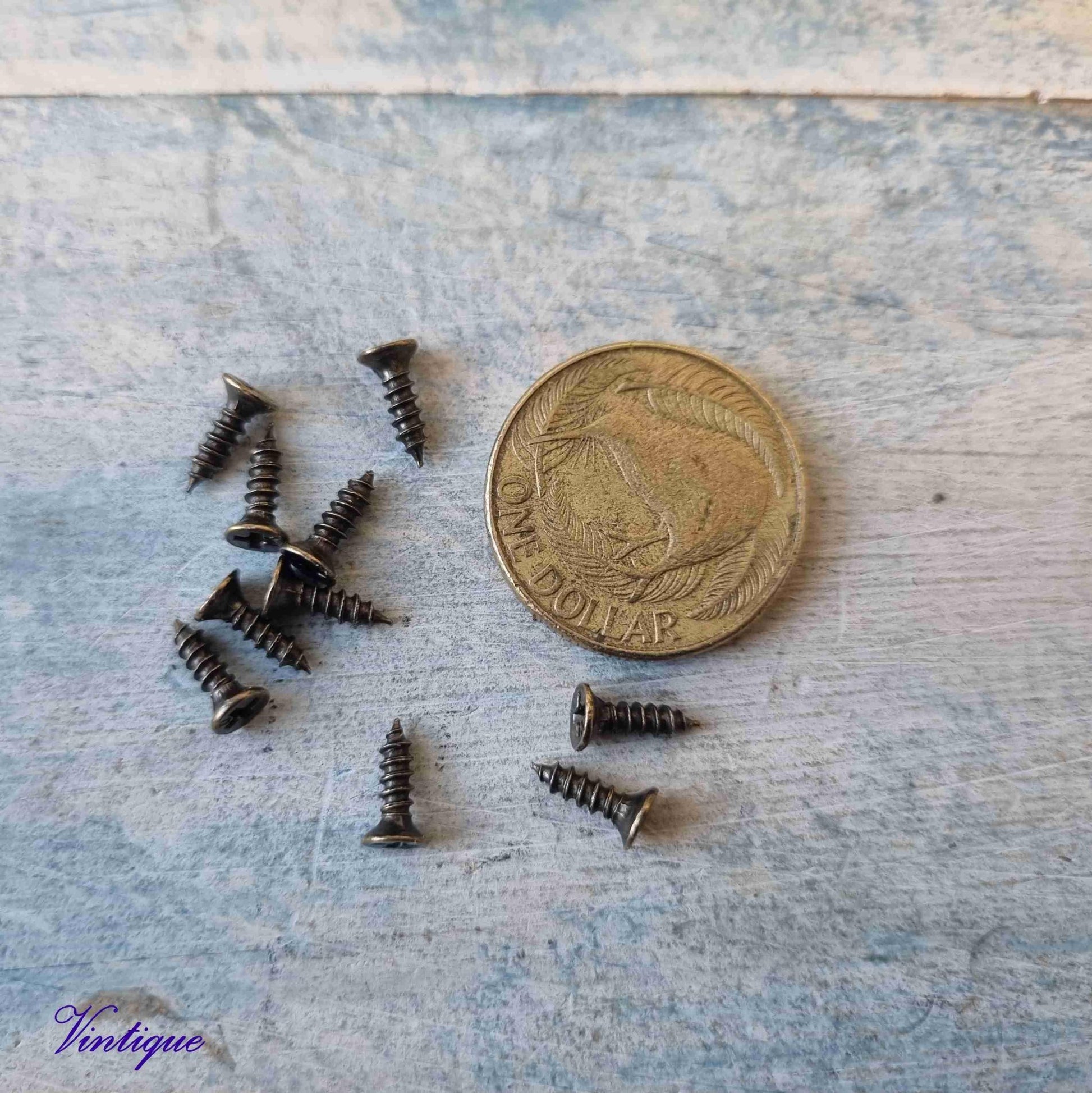 Anodised Bronze wood screws 10mm (packet of 10)-Vintique Concepts