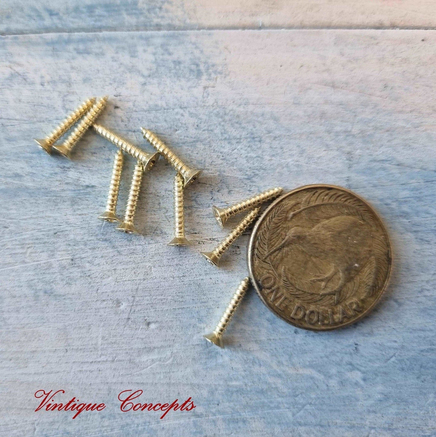 Anodised Gold wood screws 12mm (packet of 10) - Vintique Concepts