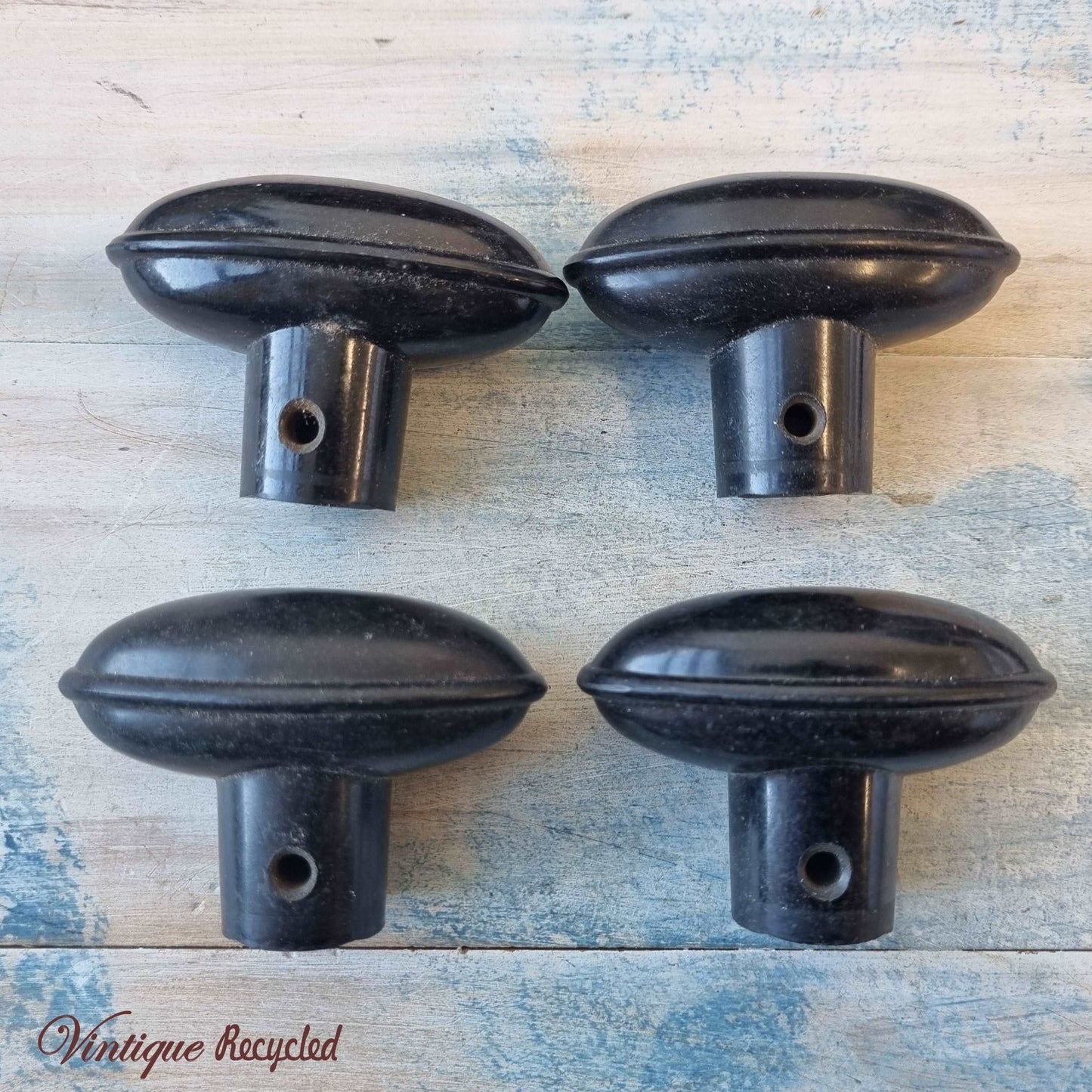 Antique Black oval Bakelite door Knobs (Each)-Vintique Concepts