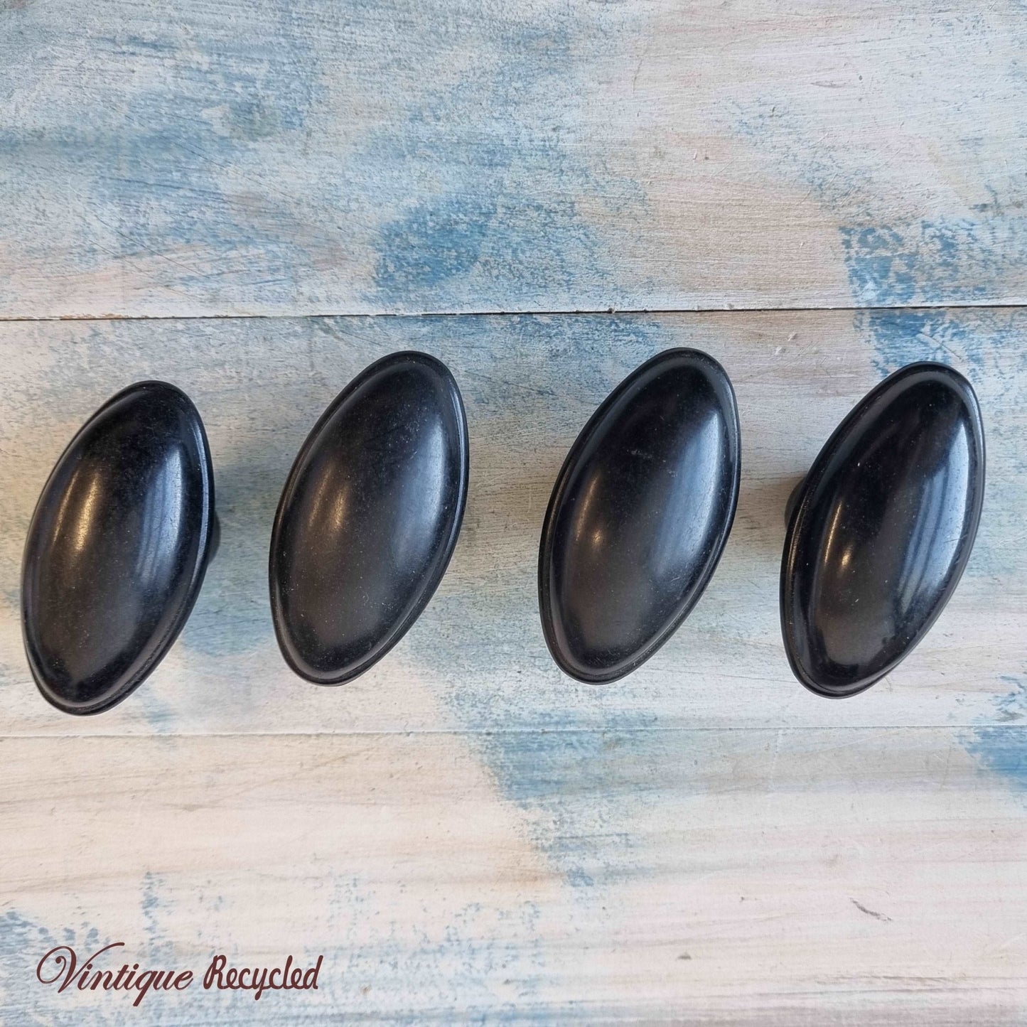 Antique Black oval Bakelite door Knobs (Each)-Vintique Concepts