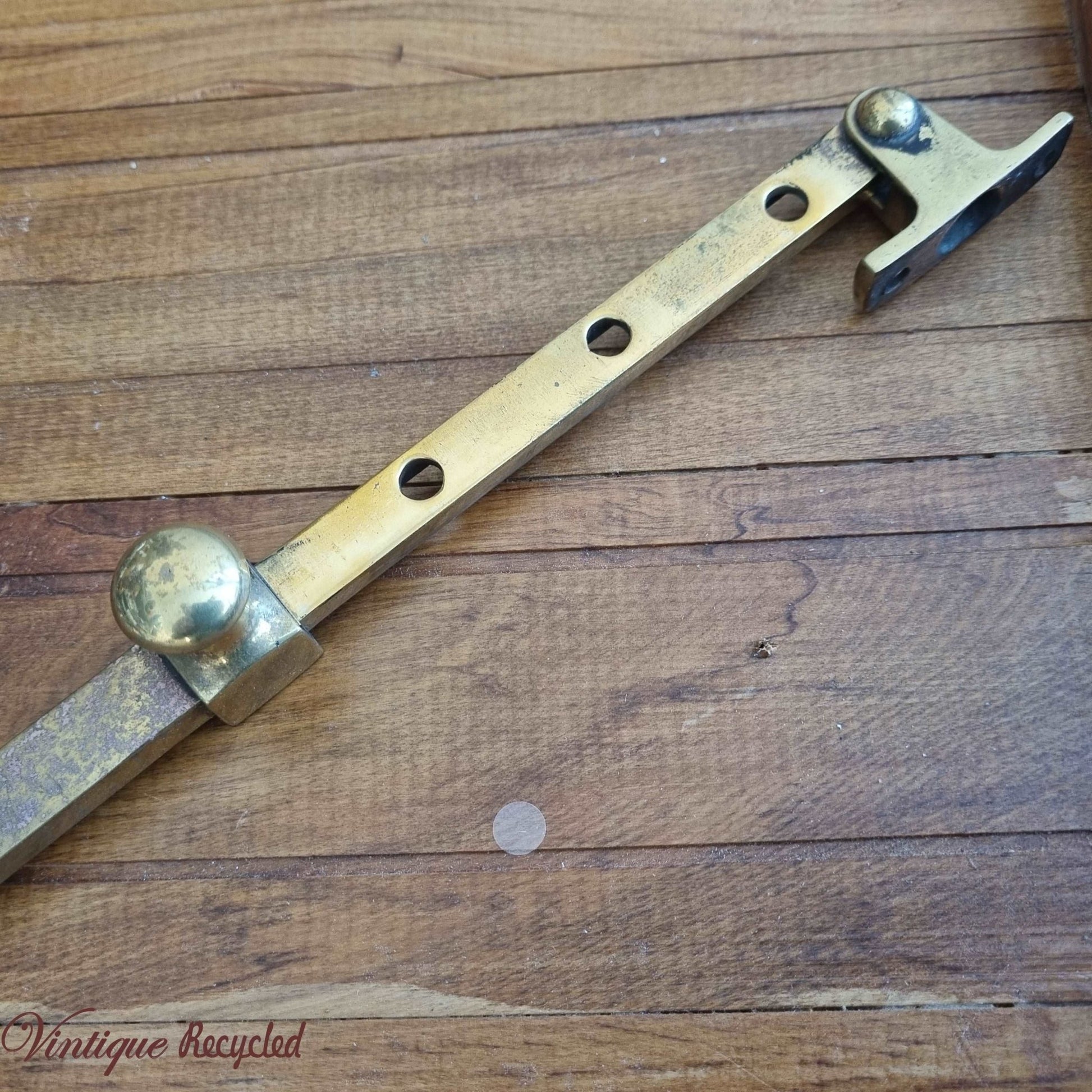 antique Extendable Polished Brass Stay 30cm-Vintique Concepts