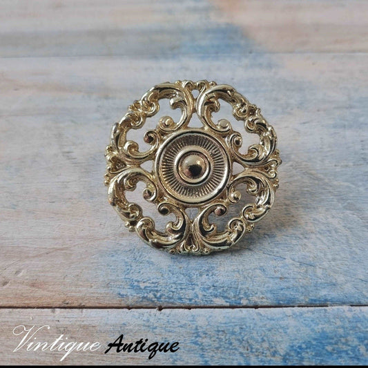 antique Gold furniture Knob 44mm Dia (Recycled hardware) - Vintique Concepts