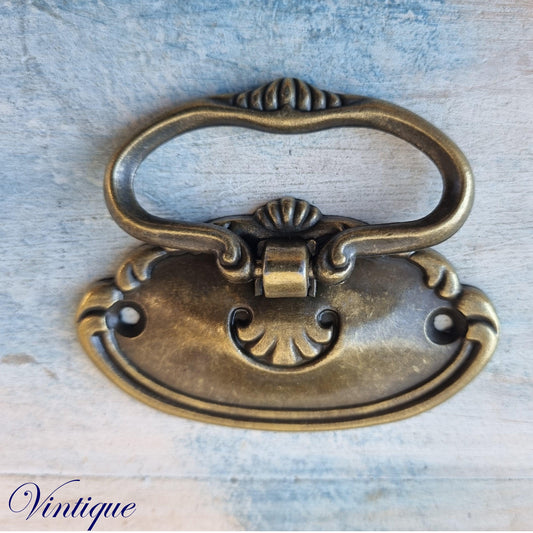 Antique Gold Scallop Swing Bail Cabinet handle - Vintique Concepts