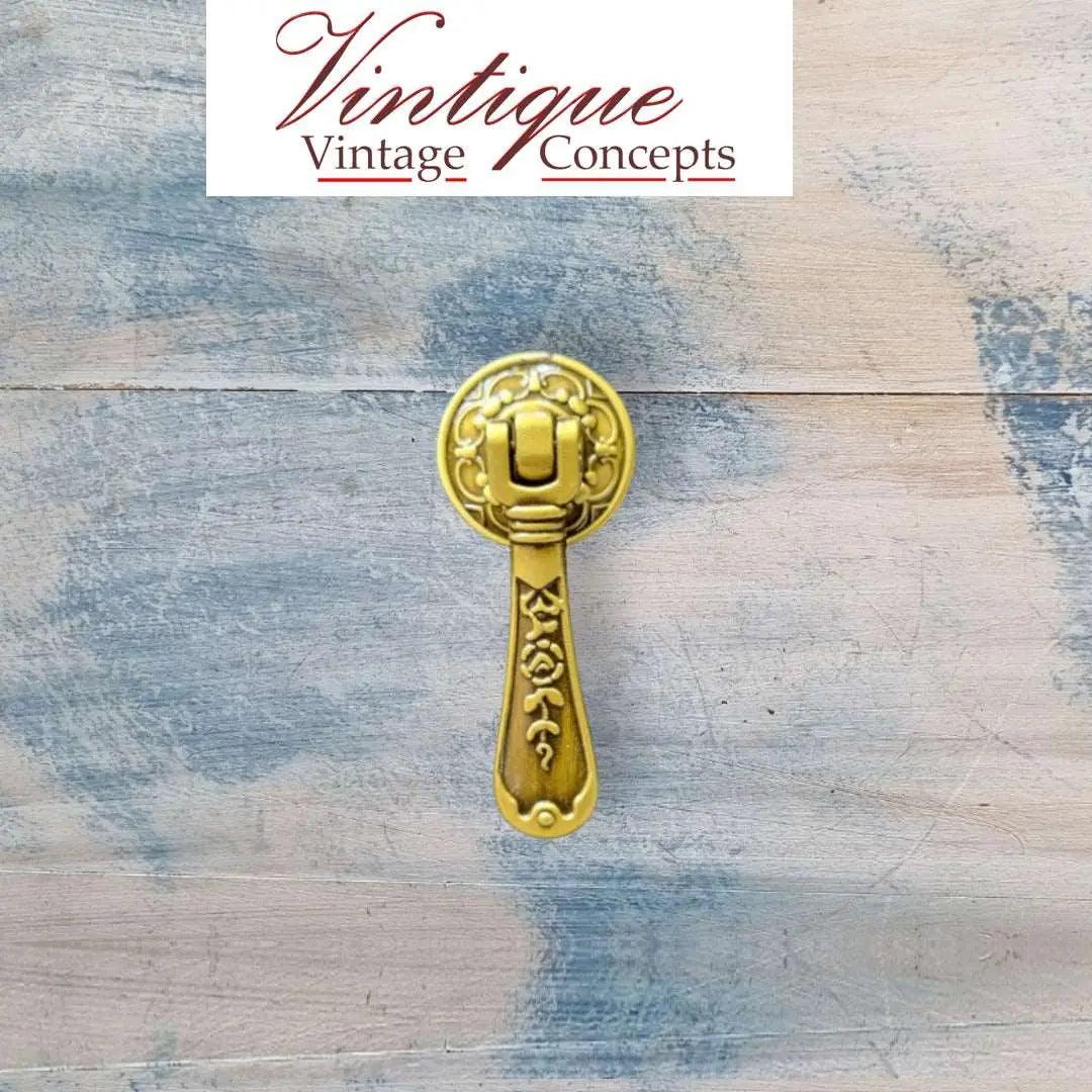 antique Gold teardrop pendant cabinet pull handle 65mm long-Vintique Concepts