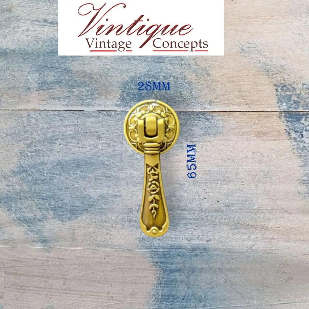 antique Gold teardrop pendant cabinet pull handle 65mm long-Vintique Concepts