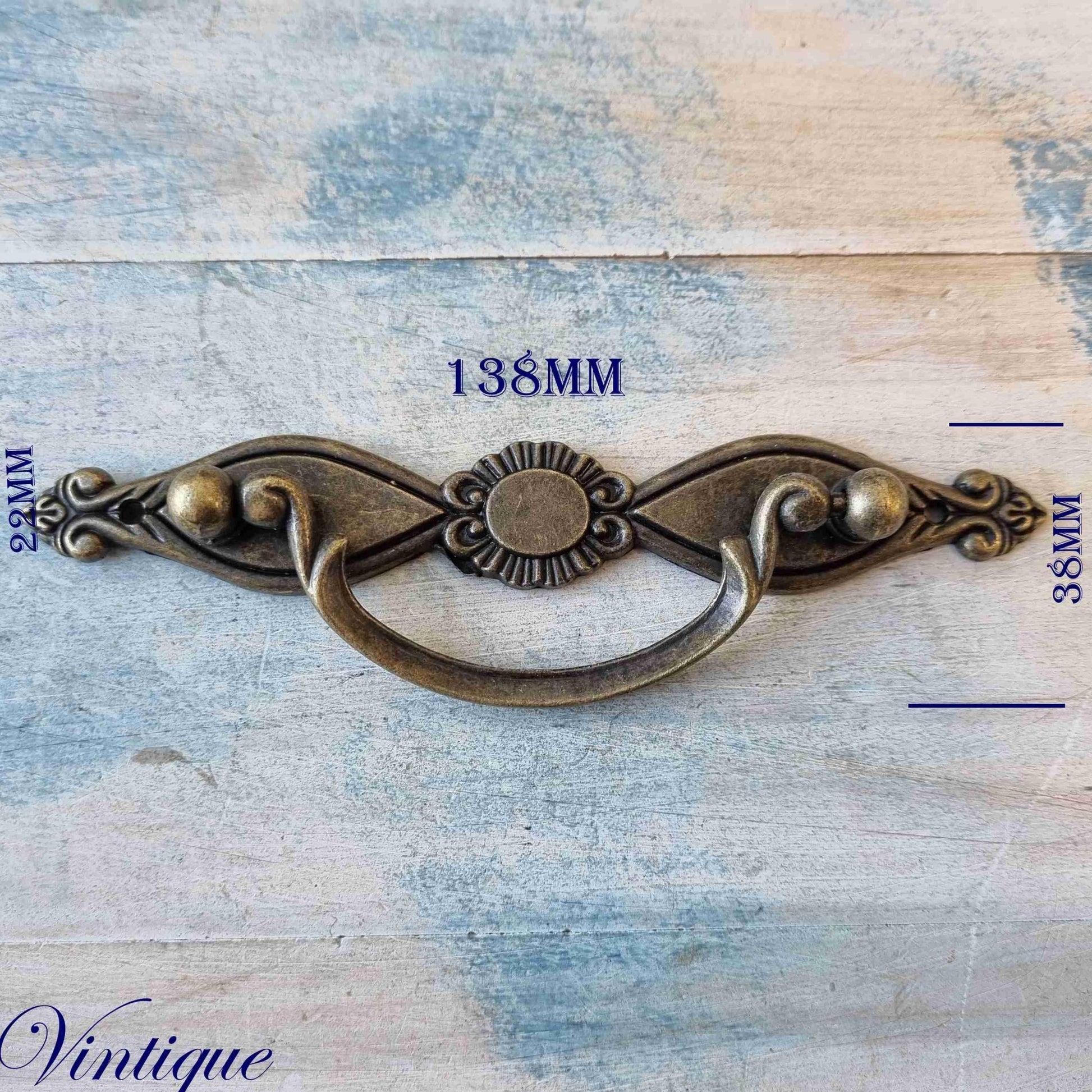 Antique look Pantry drawer swing pull 136mm x 35mm-Vintique Concepts