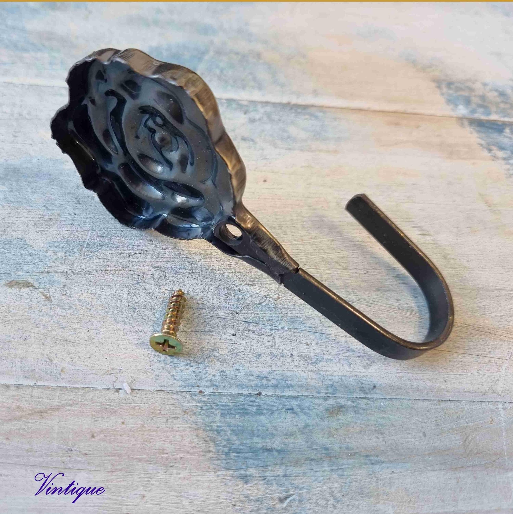 Antique Look Rose Robe hook or Curtain hook - Vintique Concepts