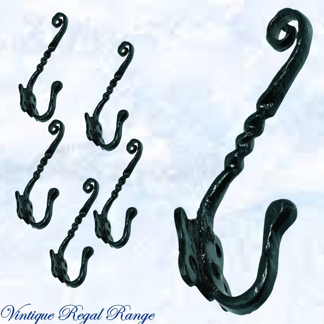 Antique Twisted Iron Coat & Hat Hook 145mm x 85mm-Vintique Concepts