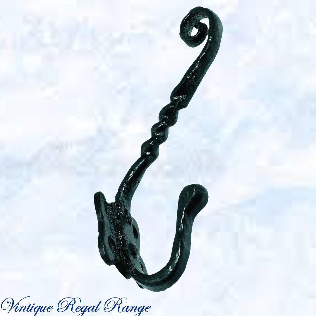 Antique Twisted Iron Coat & Hat Hook 145mm x 85mm-Vintique Concepts