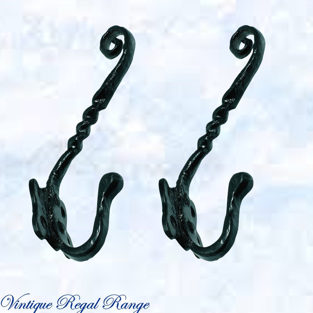 Antique Twisted Iron Coat & Hat Hook 145mm x 85mm-Vintique Concepts