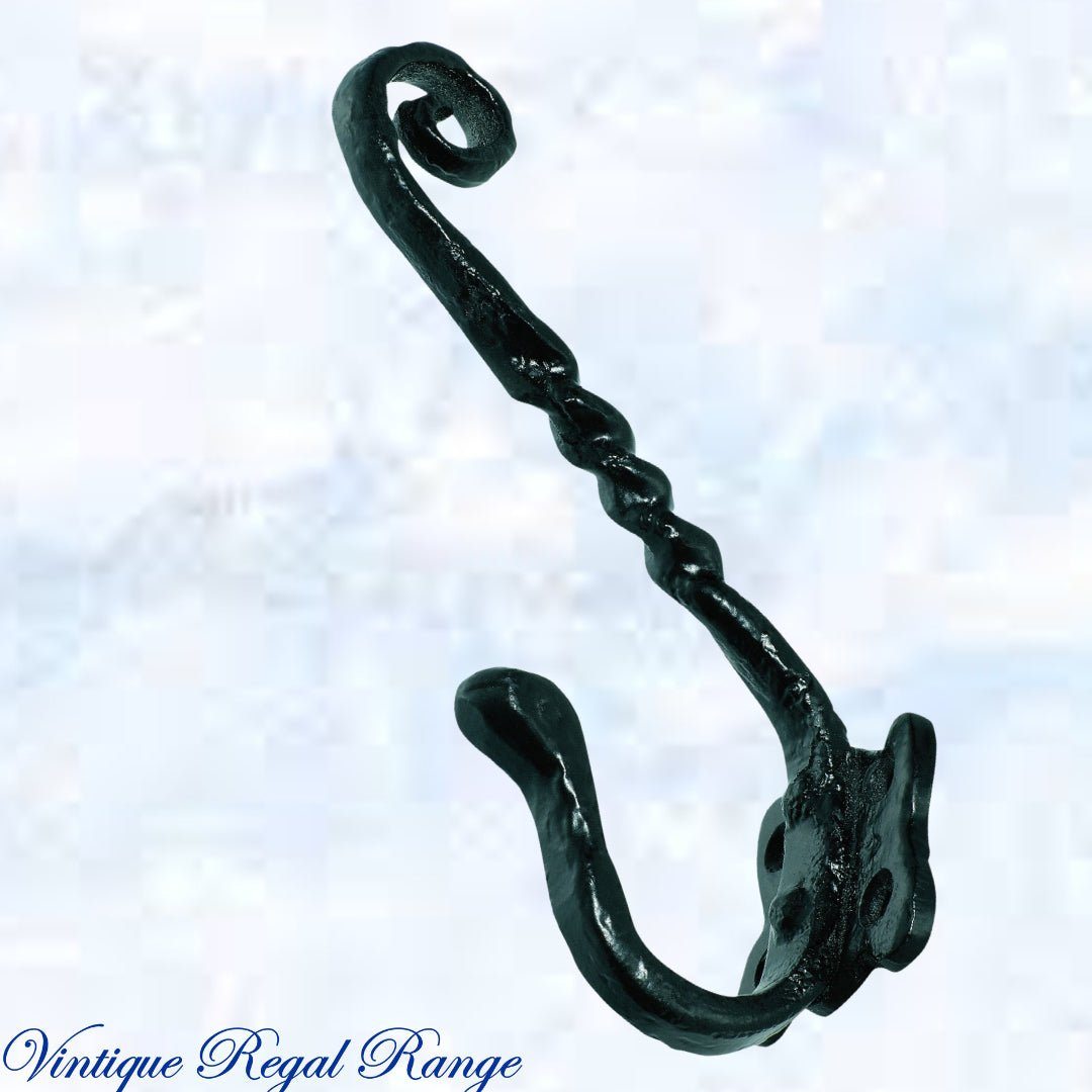 Antique Twisted Iron Coat & Hat Hook 145mm x 85mm-Vintique Concepts