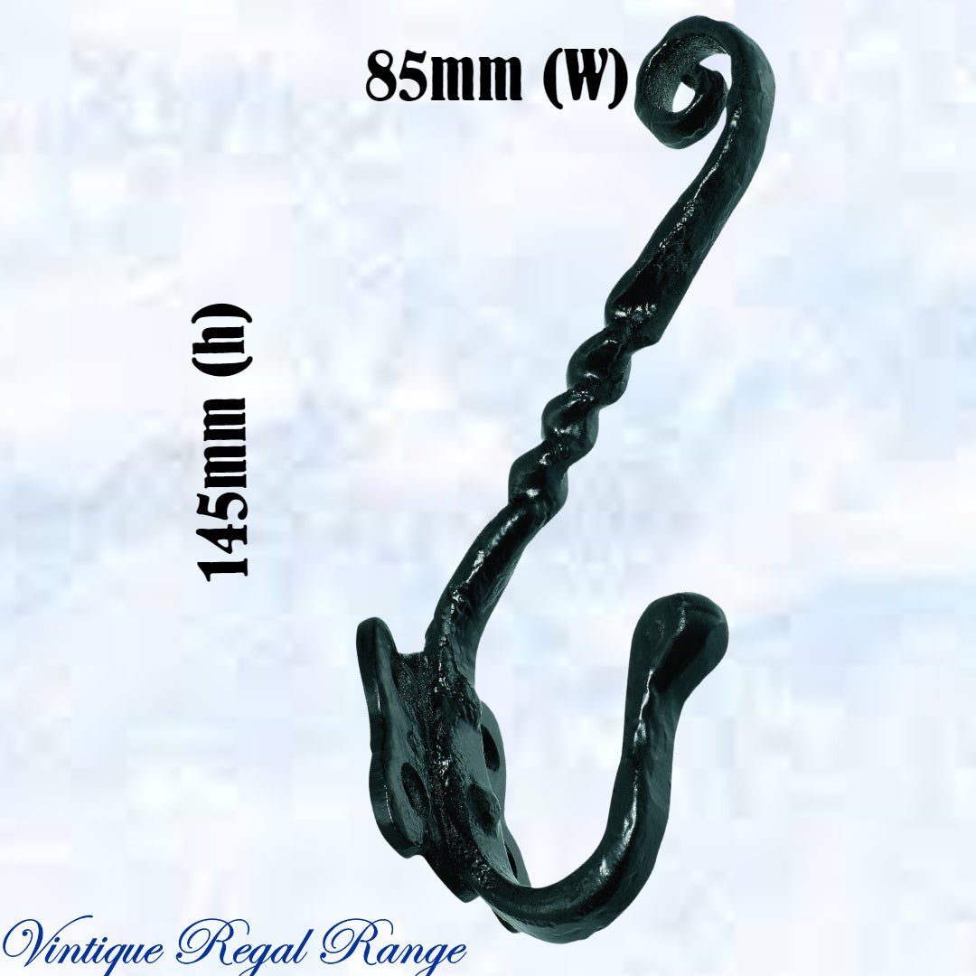 Antique Twisted Iron Coat & Hat Hook 145mm x 85mm-Vintique Concepts