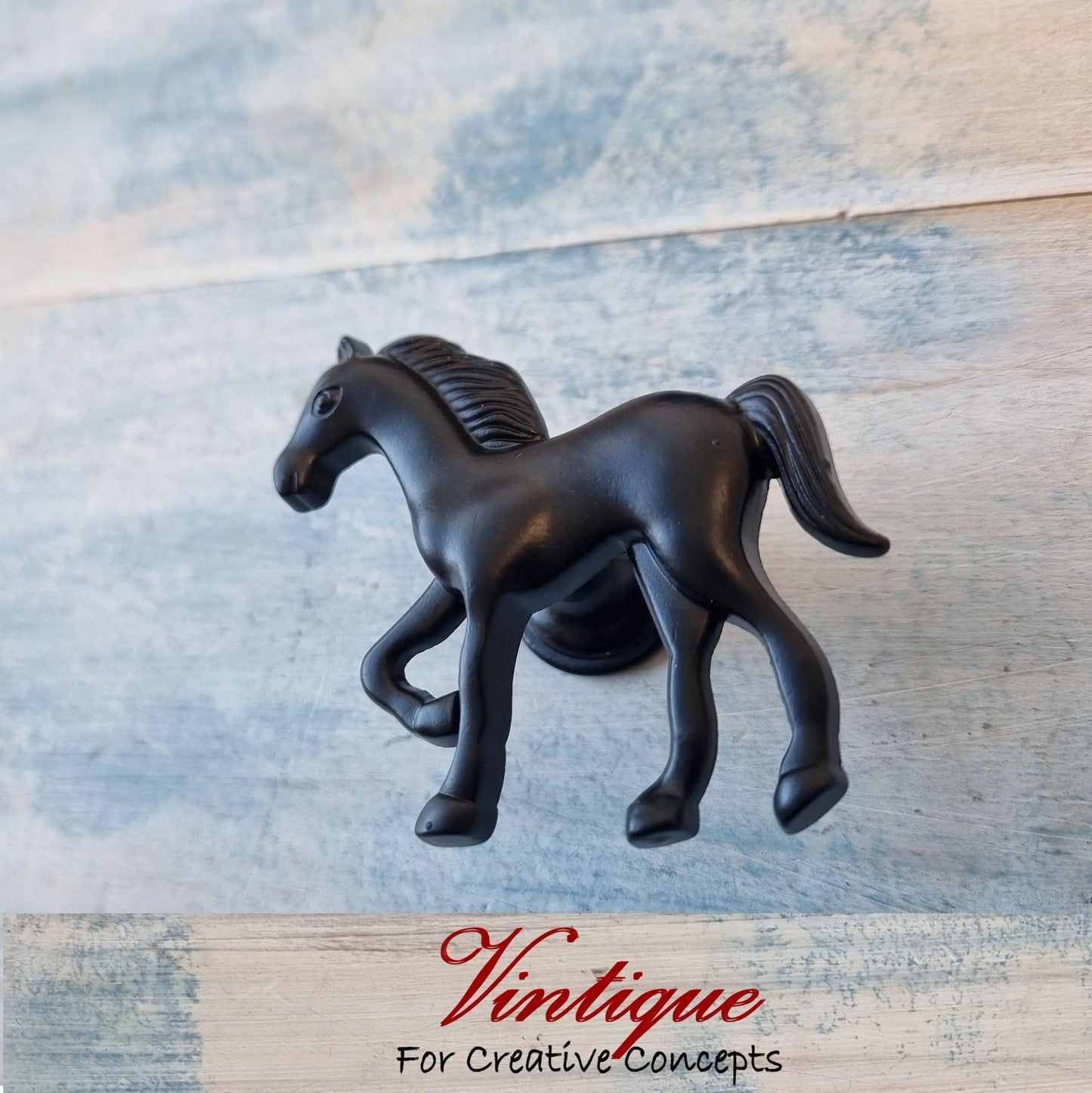 Black Beauty HORSE drawer & dresser Knob 58mm x 54mm-Vintique Concepts