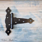 Black Ornamental Spearhead strap T Hinge 170mm x 160mm-Vintique Concepts