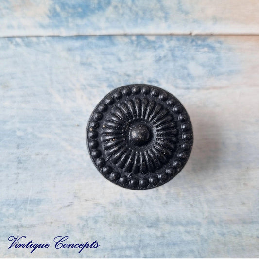 BLACK Ribbed Vintage Bronze Furniture Knob 30mm diameter-Vintique Concepts