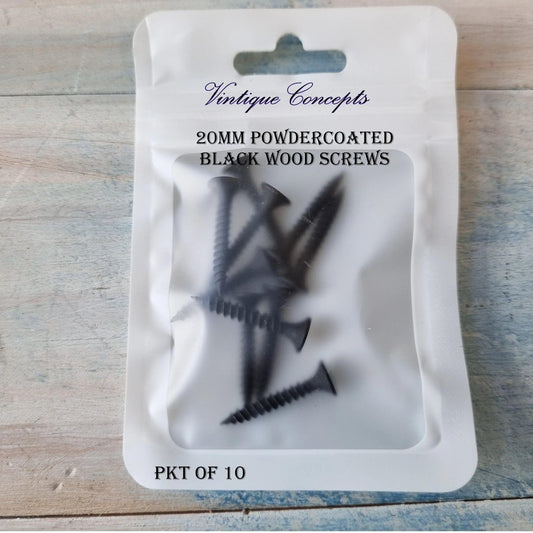 Black Screws 20mm long (pkt of 10) - Vintique Concepts