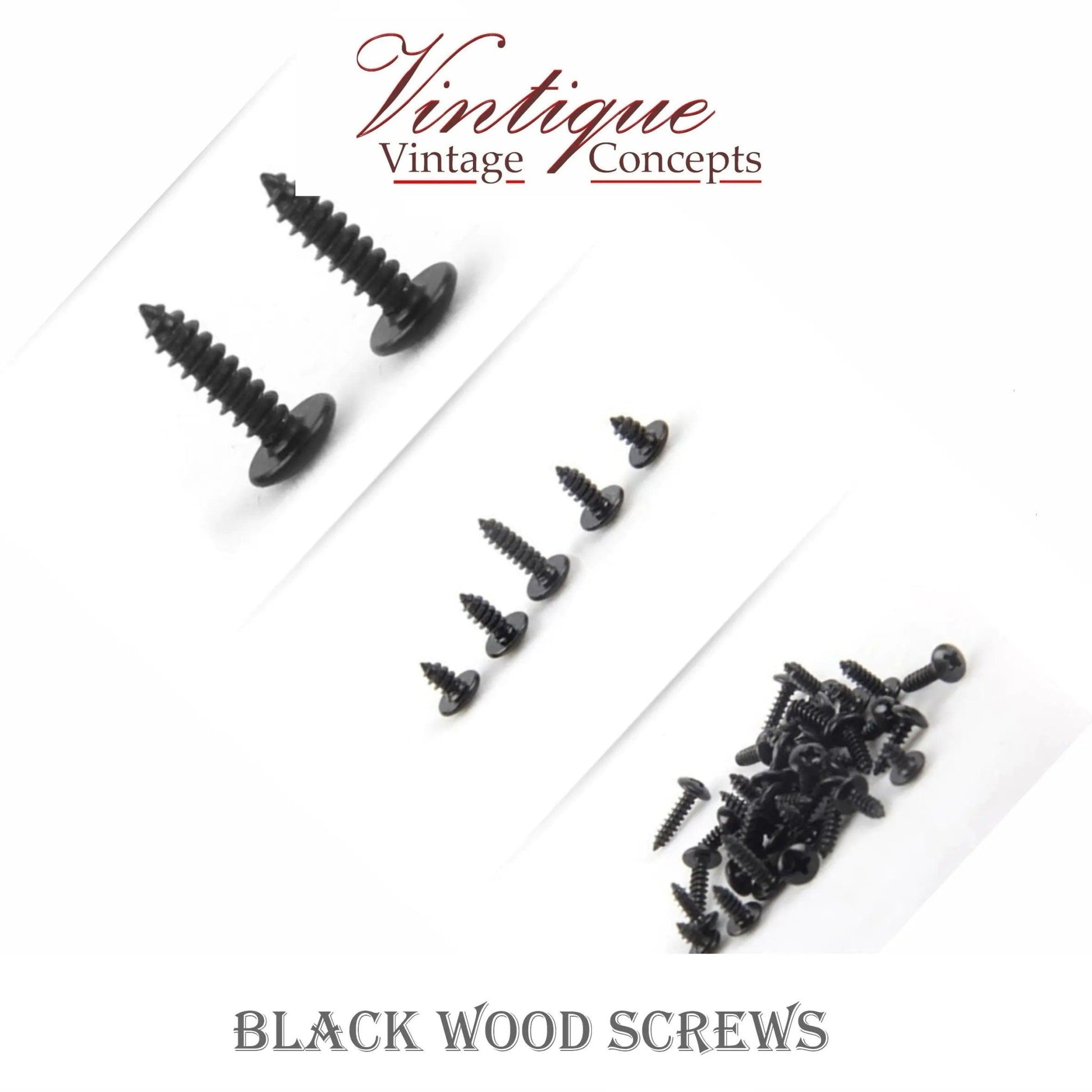 Black wood Screws 14mm (pkt of 10) - Vintique Concepts