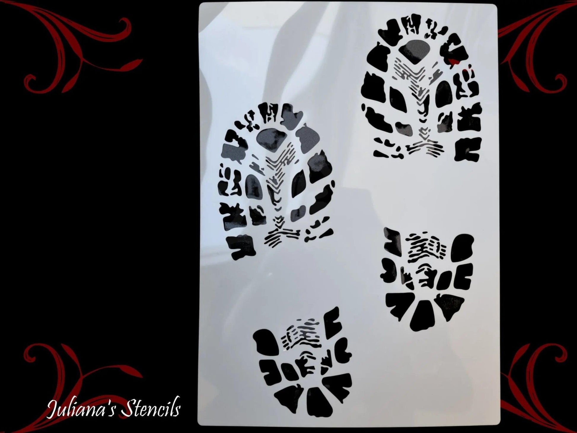 BootPrint wall & Furniture paint stencil A4 size - Vintique Concepts