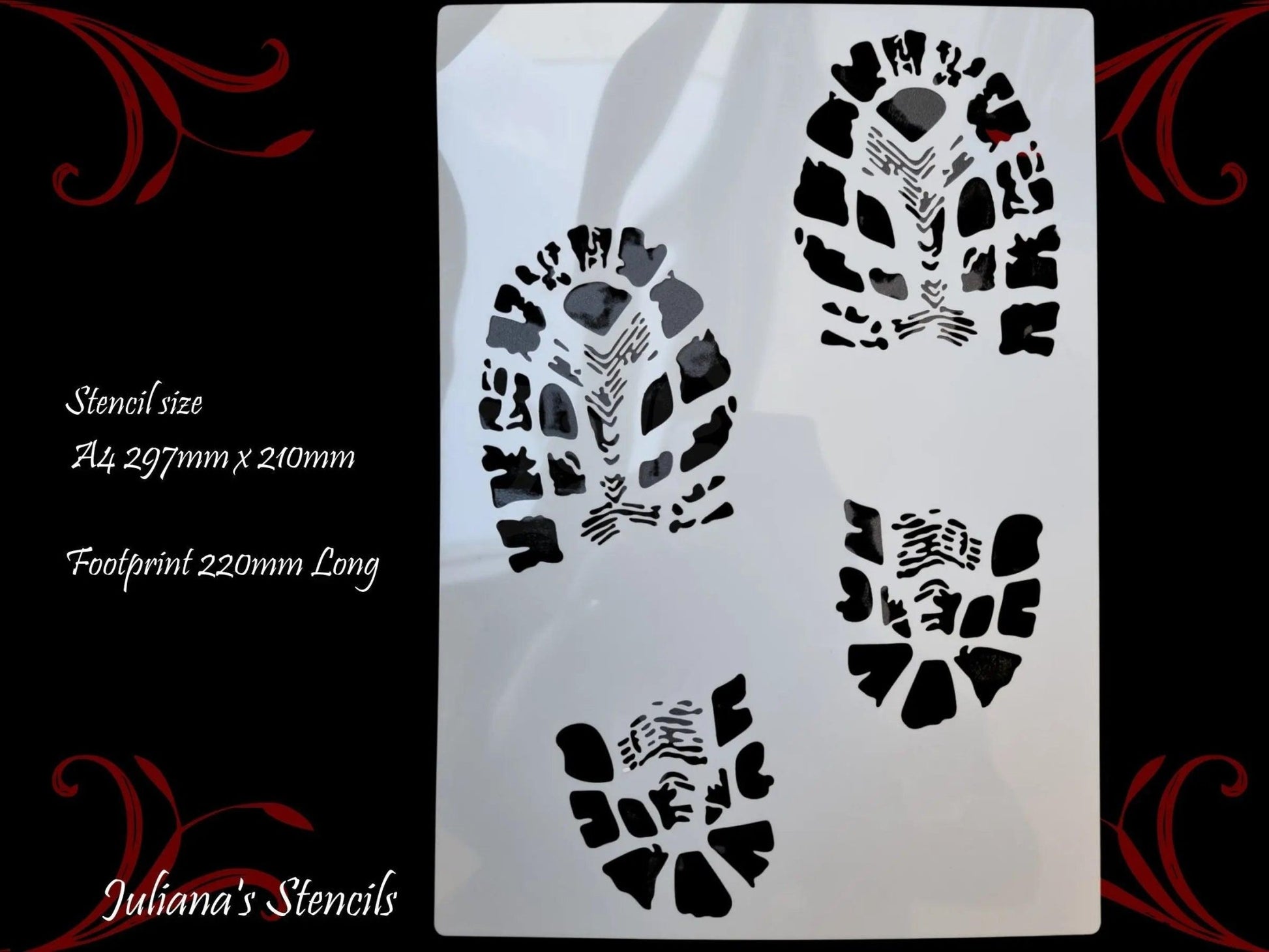 BootPrint wall & Furniture paint stencil A4 size - Vintique Concepts