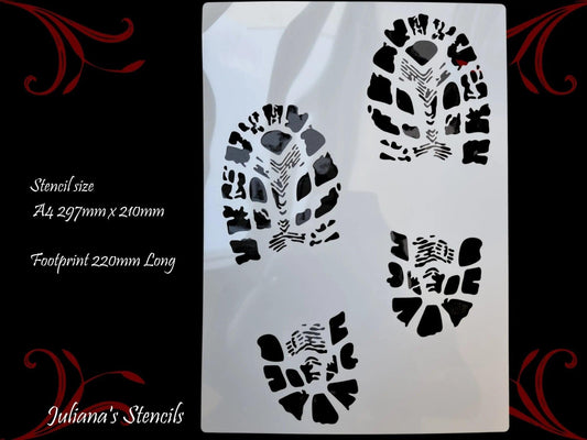 BootPrint wall & Furniture paint stencil A4 size-Vintique Concepts