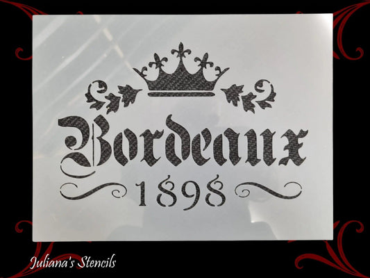 Bordeaux 1898 French Provence premium paint stencil 250mm x 165mm-Vintique Concepts