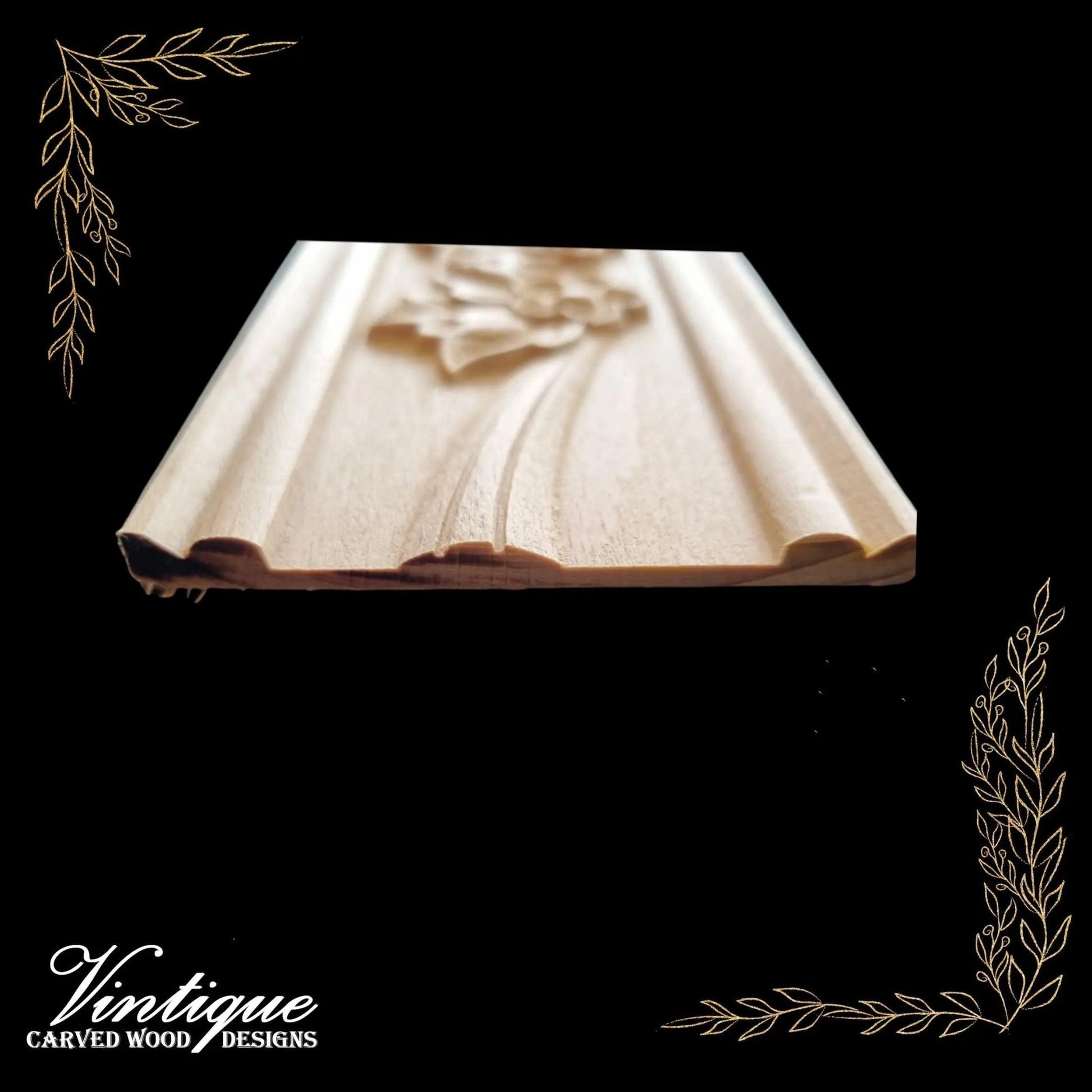 Bouquet & Ribbon wood border trim moulding 80mm wide-Vintique Concepts