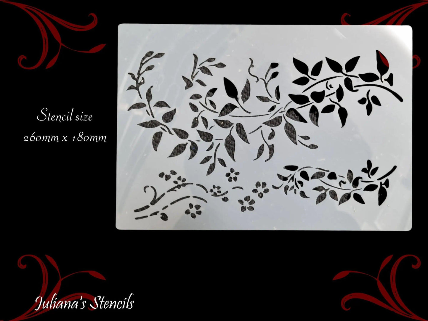 Branch of leaves flora & fauna small Furniture Paint Stencil 260mm x 180mm - Vintique Concepts