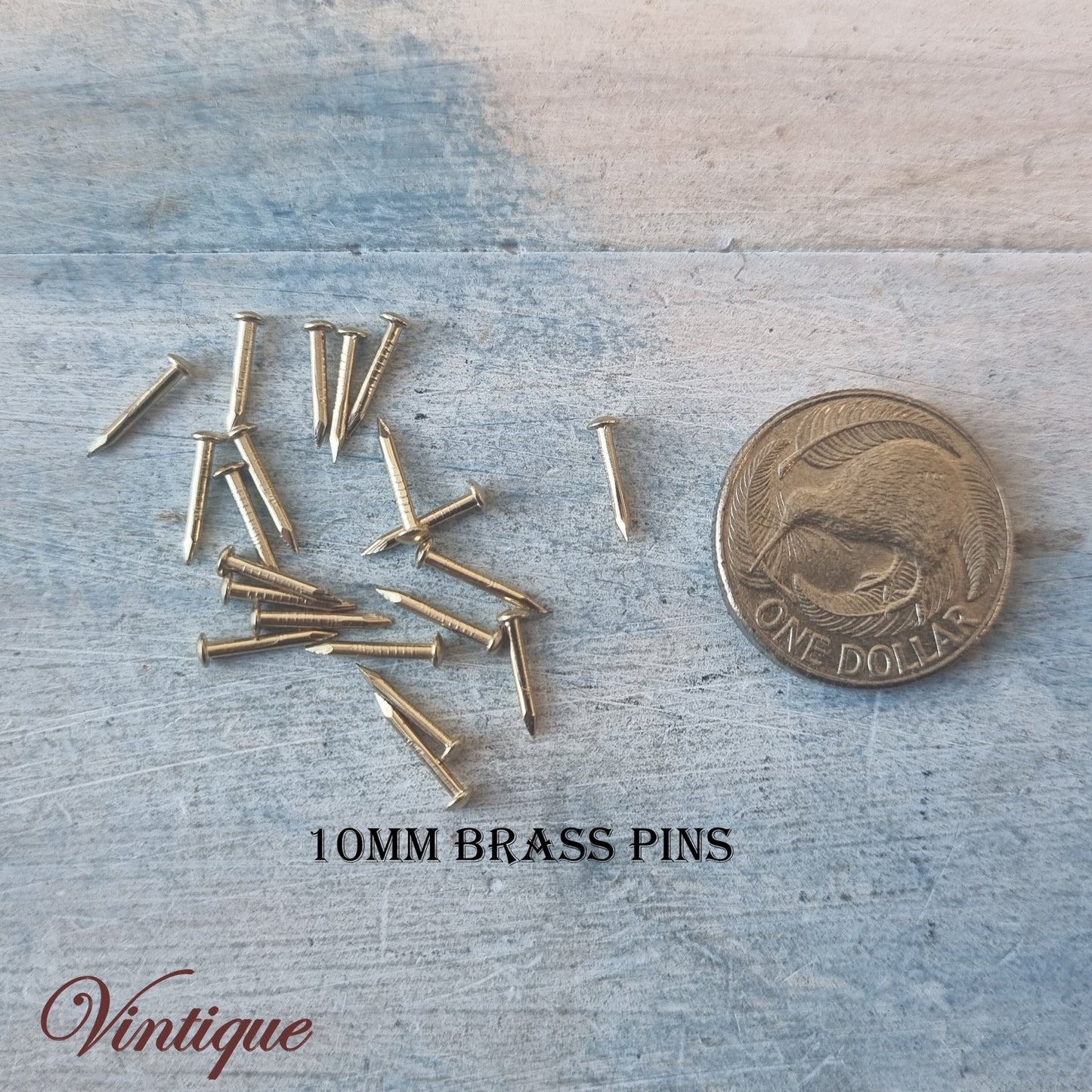 Brass Jewelry Box hardware Pins 10, 12 & 15mm (pkt 20) - Vintique Concepts