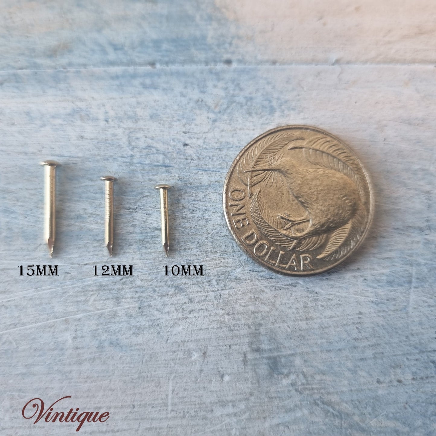 Brass Jewelry Box hardware Pins 10, 12 & 15mm (pkt 20) - Vintique Concepts