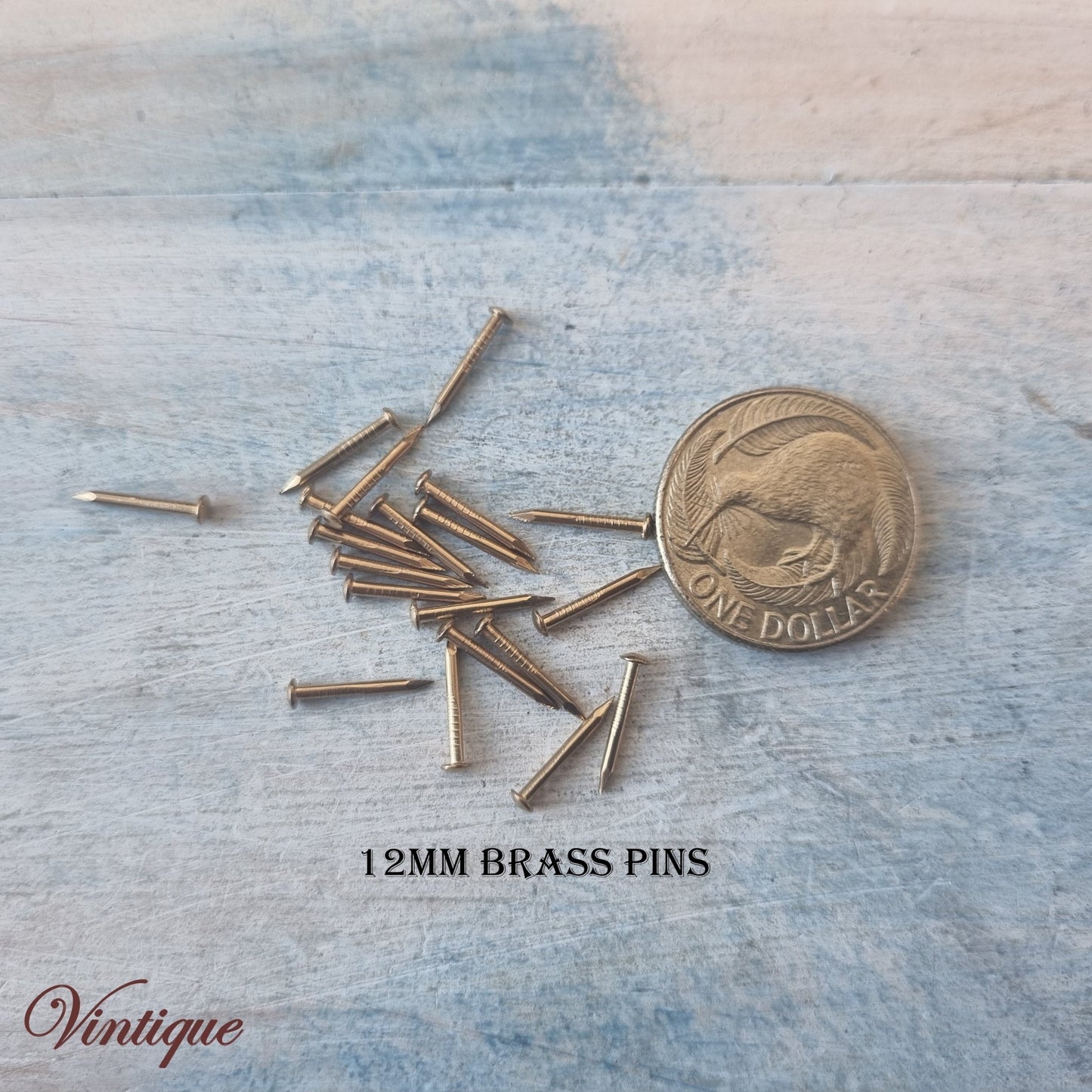 Brass Jewelry Box hardware Pins 10, 12 & 15mm (pkt 20) - Vintique Concepts