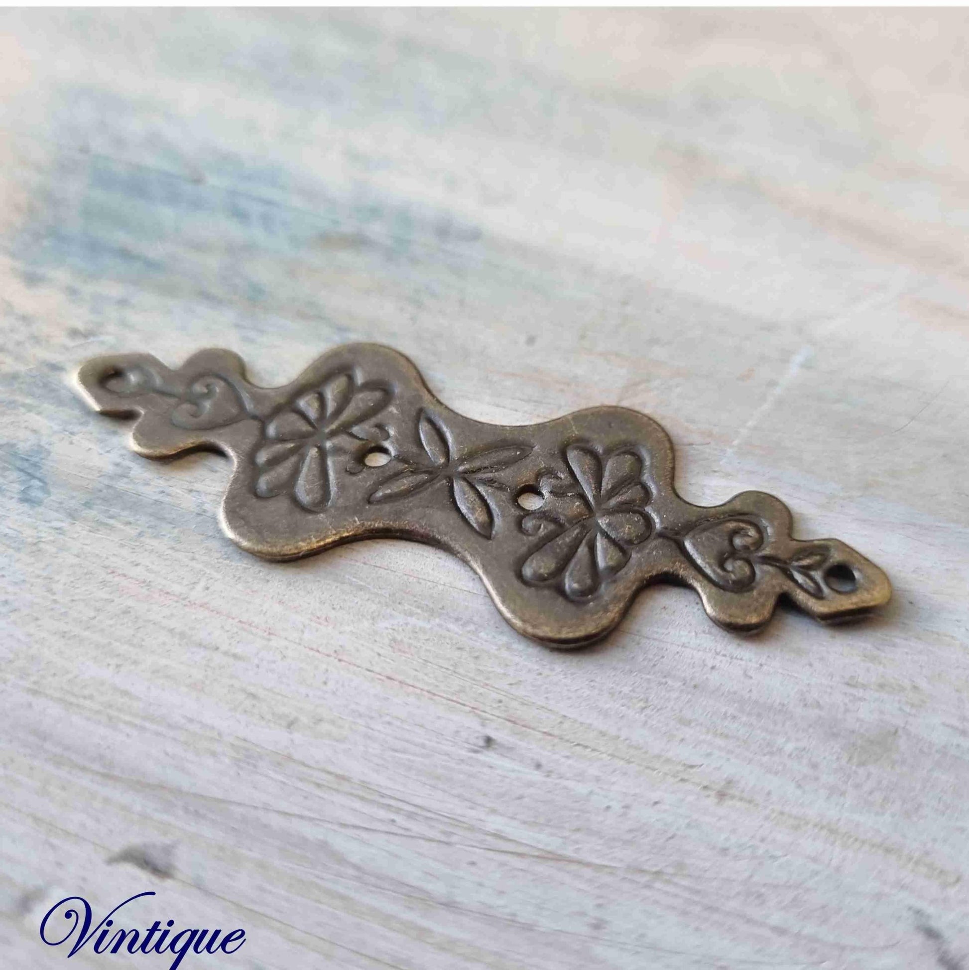 Bronze Floral Bow metal decorative 55mm - Vintique Concepts