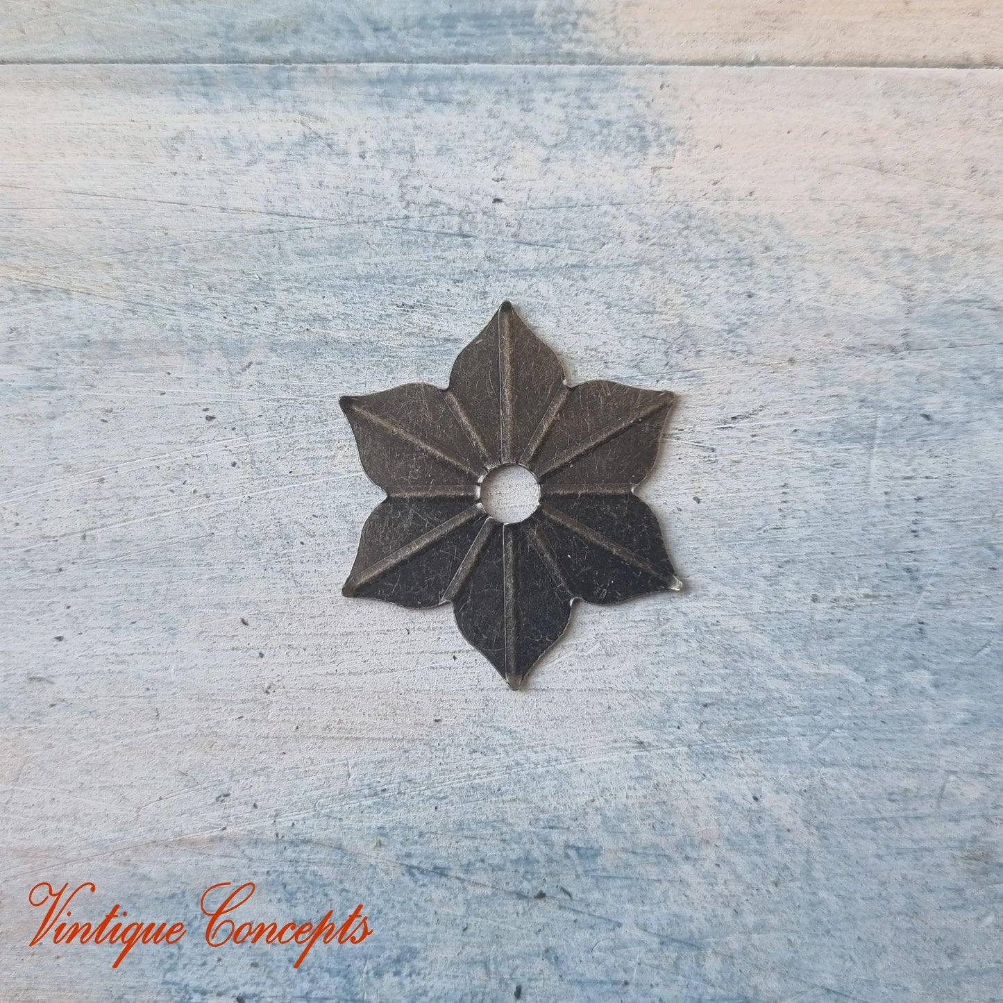 Bronze flower cover plate or washer for drawer knob 35mm dia - Vintique Concepts